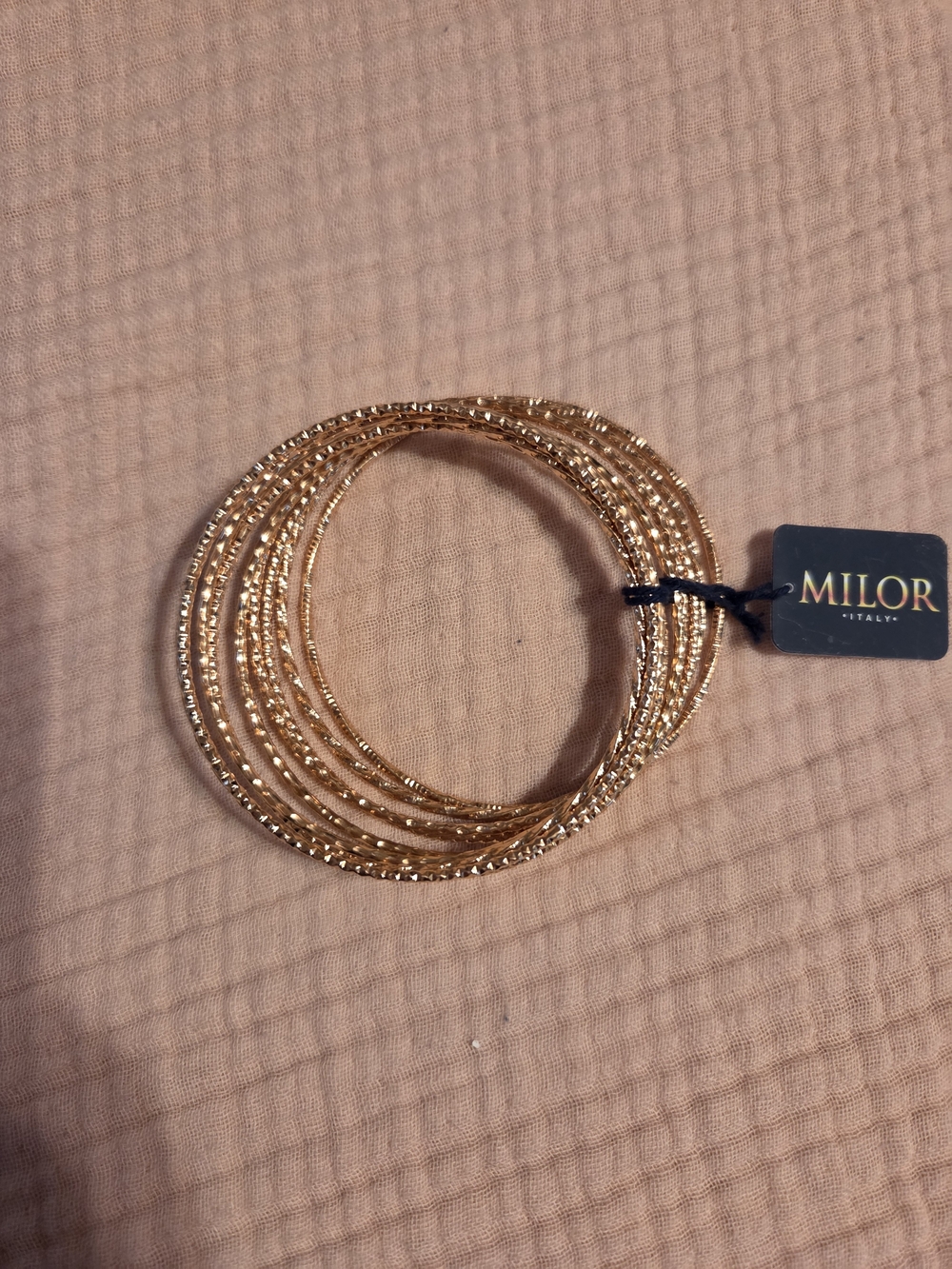 QVC MILOR Italy Bronzo Italia Rose-Tone Multi-Bangle Bracelet Set